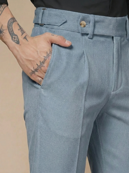 Light Grey Corduroy Oxford Gurkha Pants | Boot Cut Fit by ITALIAN VEGA®