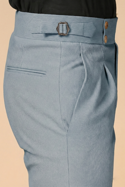 Light Grey Corduroy Signature Buttoned Gurkha Pants | Boot Cut Fit by ITALIAN VEGA®