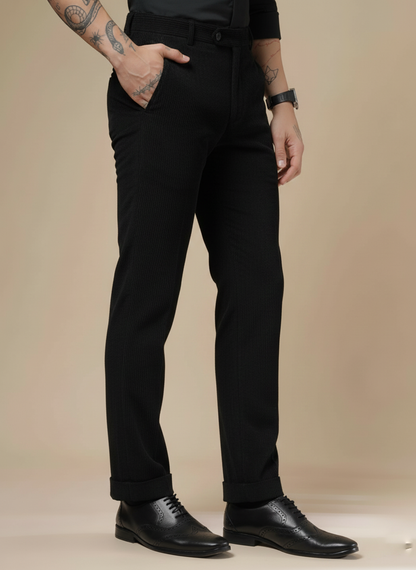 Black Corduroy Men Pleated Formal Pants | Boot Cut Fit by ITALIAN VEGA®
