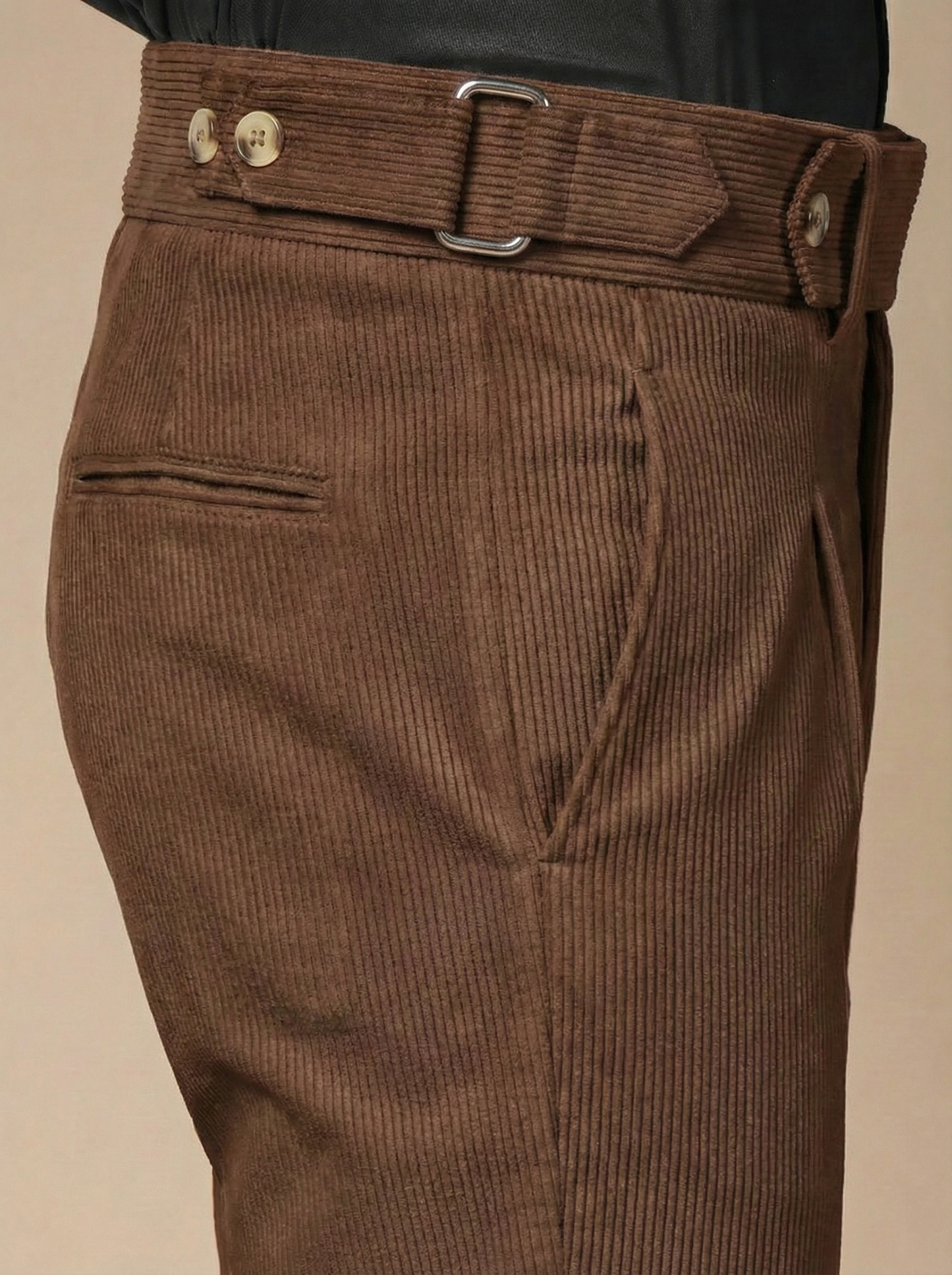 Brown Corduroy Oxford Gurkha Pants | Boot Cut Fit by ITALIAN VEGA®