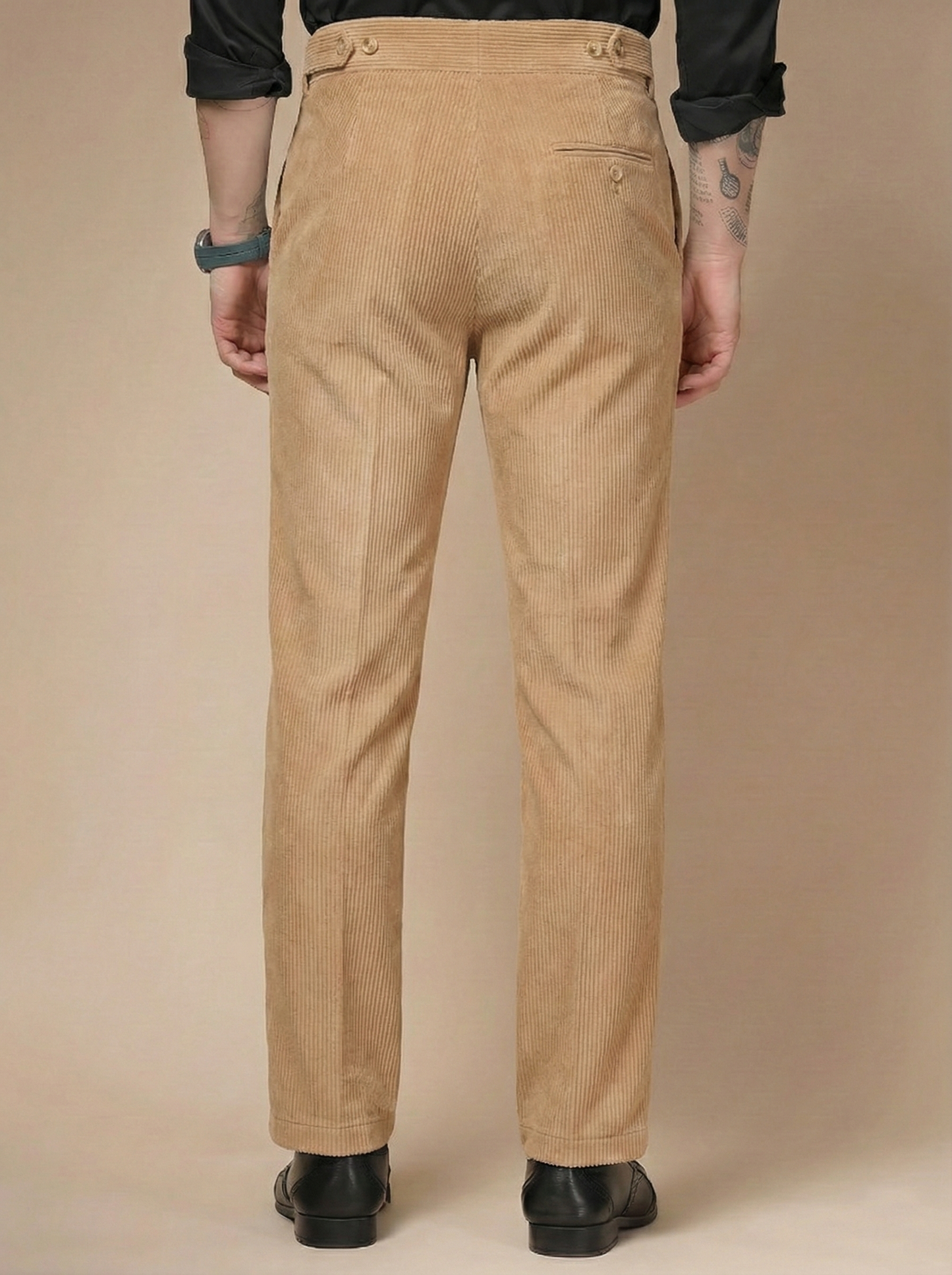 Khakhi Corduroy Oxford Gurkha Pants | Boot Cut Fit by ITALIAN VEGA®