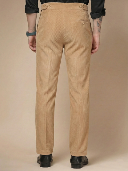 Khakhi Corduroy Oxford Gurkha Pants | Boot Cut Fit by ITALIAN VEGA®