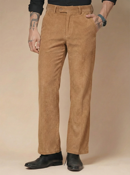 Khakhi Corduroy Oxford Gurkha Pants | Boot Cut Fit by ITALIAN VEGA®