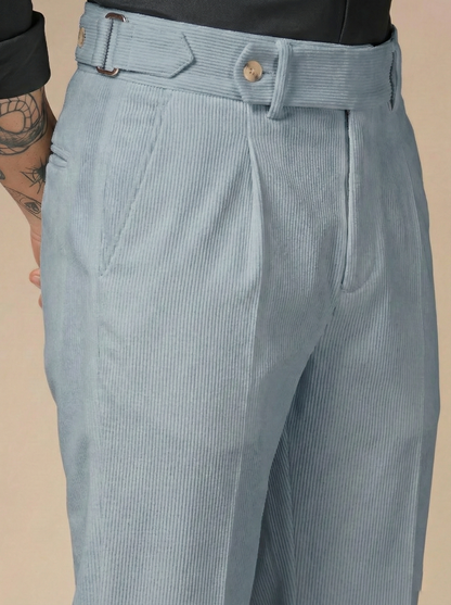 Light Grey Corduroy Oxford Gurkha Pants | Boot Cut Fit by ITALIAN VEGA®