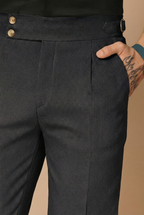 Black Corduroy Signature Buttoned Gurkha Pants | Boot Cut Fit by ITALIAN VEGA®