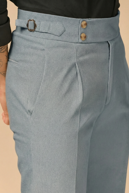 Light Grey Corduroy Signature Buttoned Gurkha Pants | Boot Cut Fit by ITALIAN VEGA®