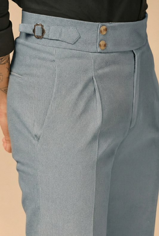 Light Grey Corduroy Signature Buttoned Gurkha Pants | Boot Cut Fit by ITALIAN VEGA®