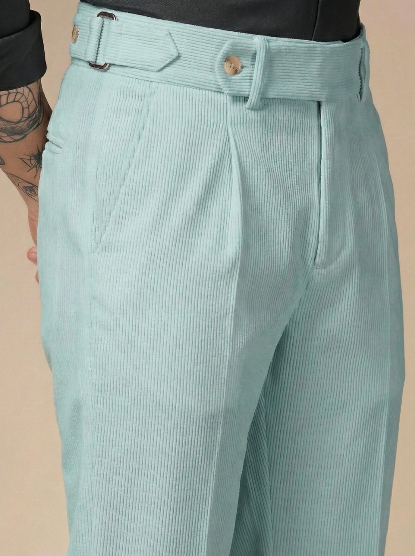 Sage Green Corduroy Oxford Gurkha Pants | Boot Cut Fit by ITALIAN VEGA®