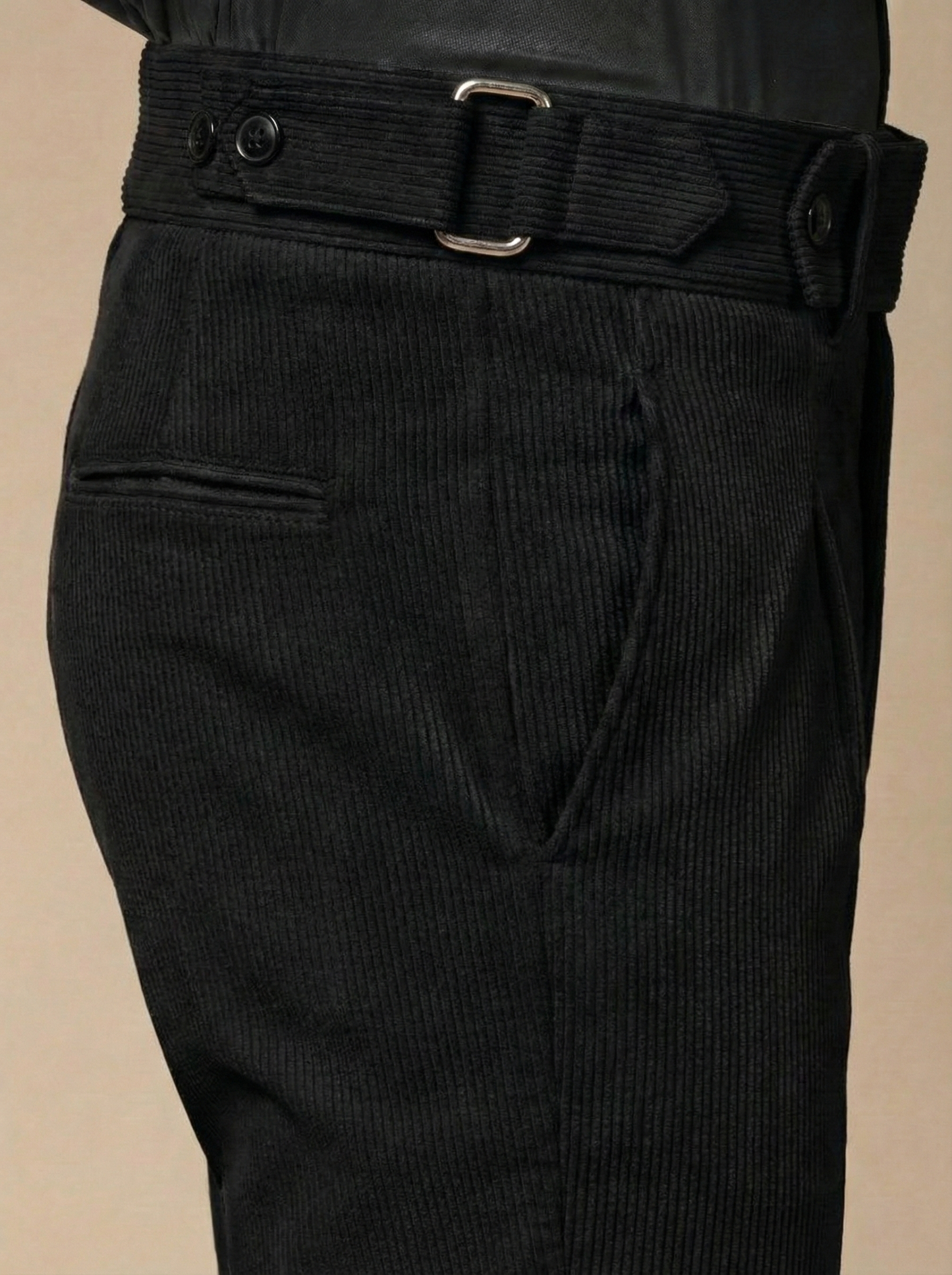 Black Corduroy Oxford Gurkha Pants | Boot Cut Fit by ITALIAN VEGA®