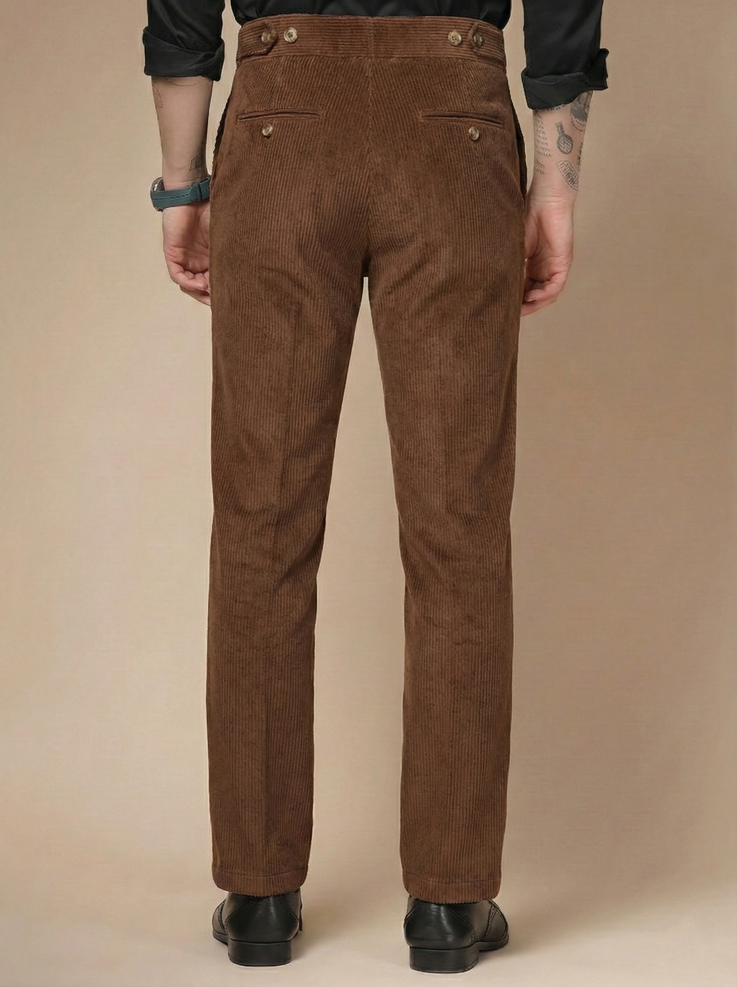Brown Corduroy Oxford Gurkha Pants | Boot Cut Fit by ITALIAN VEGA®