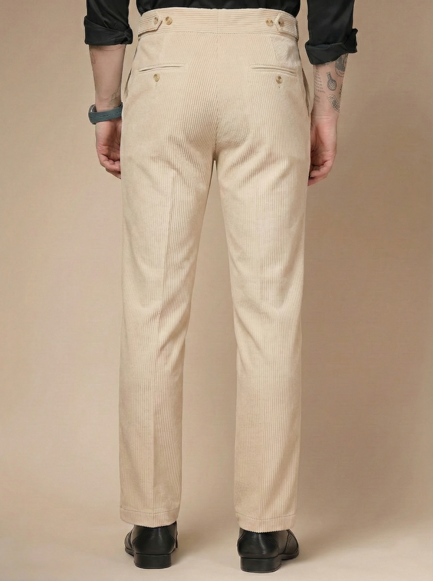 Beige Corduroy Oxford Gurkha Pants | Boot Cut Fit by ITALIAN VEGA®