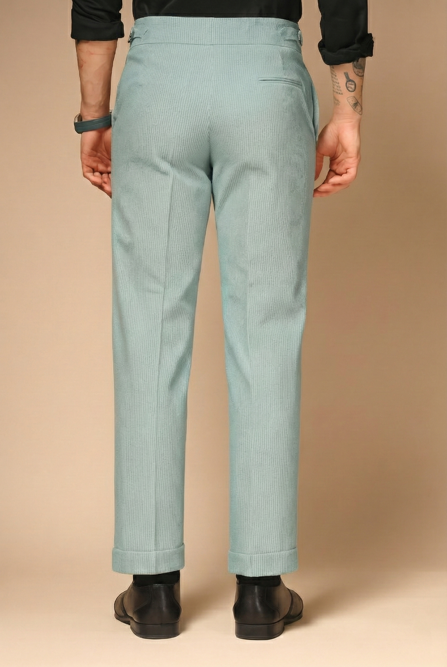 Sage Green Corduroy Signature Buttoned Gurkha Pants | Boot Cut Fit by ITALIAN VEGA®