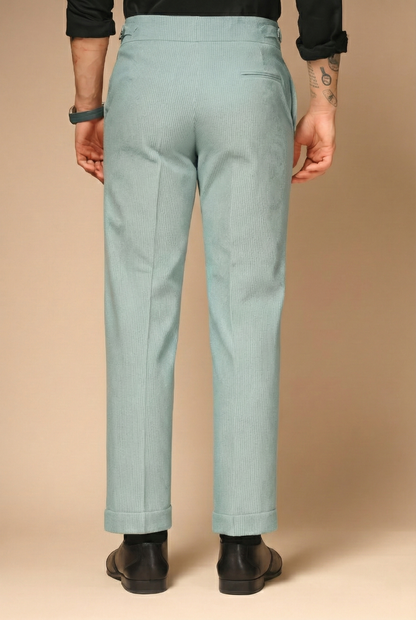 Sage Green Corduroy Signature Buttoned Gurkha Pants | Boot Cut Fit by ITALIAN VEGA®
