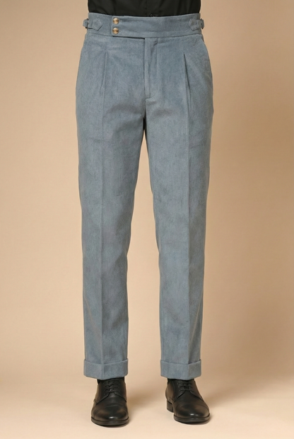 Light Grey Corduroy Signature Buttoned Gurkha Pants | Boot Cut Fit by ITALIAN VEGA®