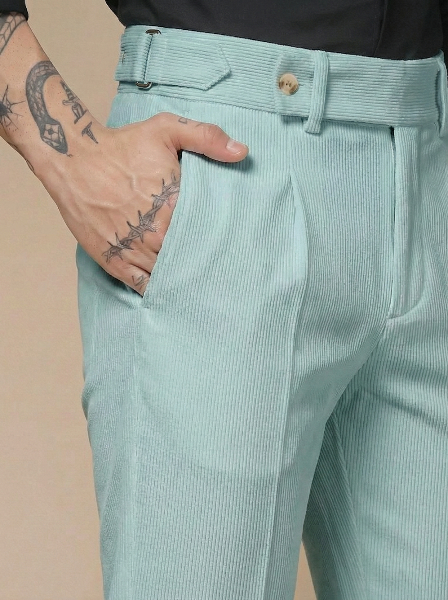 Sage Green Corduroy Oxford Gurkha Pants | Boot Cut Fit by ITALIAN VEGA®