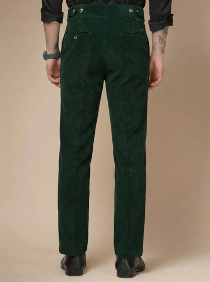 Bottle Green Corduroy Oxford Gurkha Pants | Boot Cut Fit by ITALIAN VEGA®