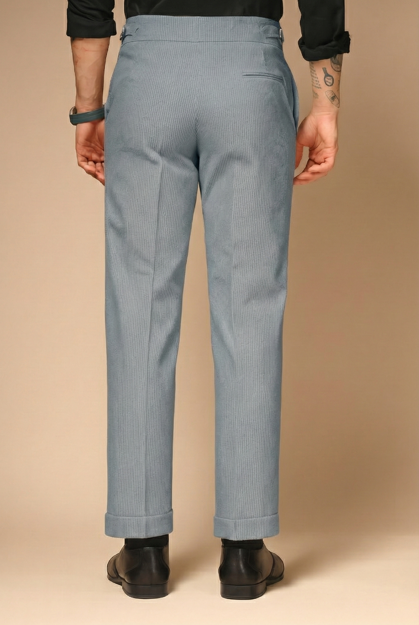 Light Grey Corduroy Signature Buttoned Gurkha Pants | Boot Cut Fit by ITALIAN VEGA®