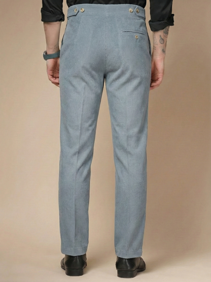 Light Grey Corduroy Oxford Gurkha Pants | Boot Cut Fit by ITALIAN VEGA®