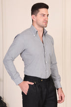 Old Money Light Grey Glen Check One Piece Collar Shirt by Italian Vega®