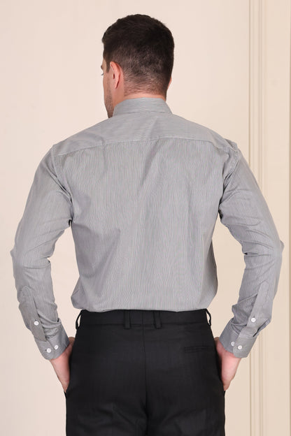 Old Money Black Pencil Stripe One Piece Collar Shirt by Italian Vega®