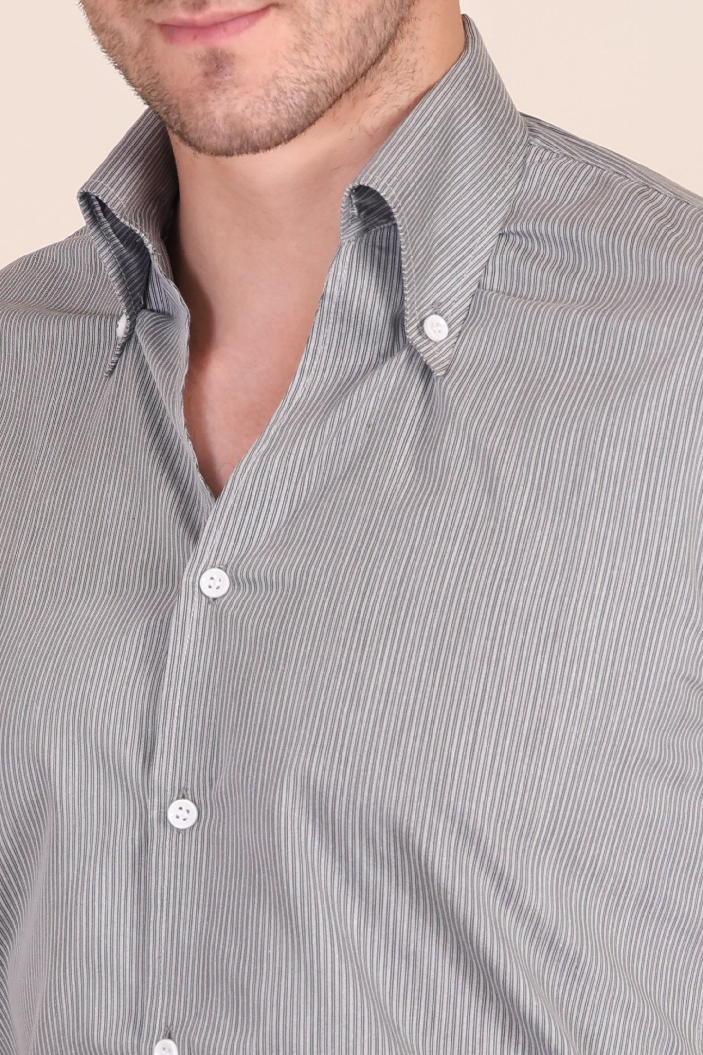 Old Money Black Pencil Stripe One Piece Collar Shirt by Italian Vega®