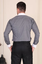 Old Money Charcoal Grey Contrast Pinstripe Shirt by Italian Vega®