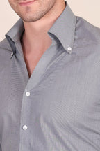 Old Money Grey Textured One Piece Collar Shirt by Italian Vega®