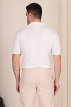White Flat Half Sleeve Knit Polo by ITALIANVEGA®