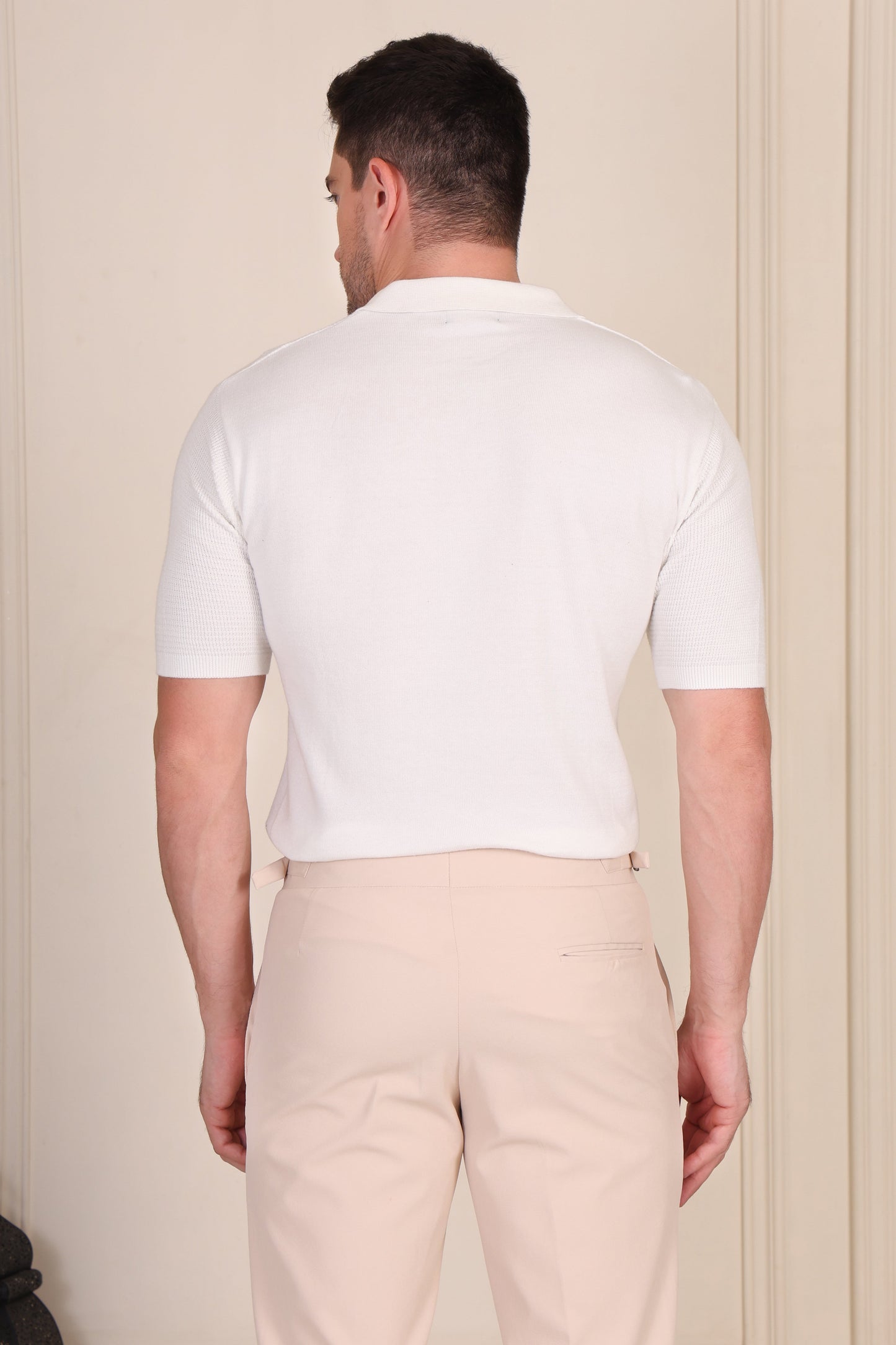 White Flat Knit Polo by ITALIANVEGA®