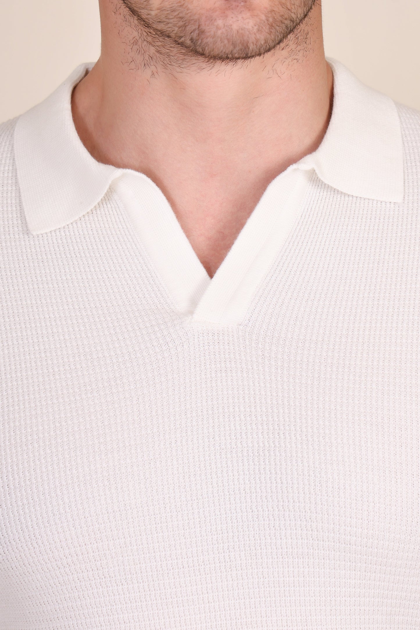 White Flat Knit Polo by ITALIANVEGA®