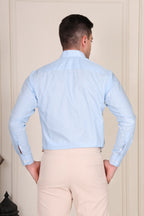 Old Money Powder Blue One Piece Collar Shirt by Italian Vega®
