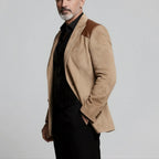 Luxury Beige Shoulder Patch PU Leather Blazer – Italian Vega®