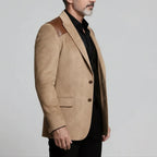 Luxury Beige Shoulder Patch PU Leather Blazer – Italian Vega®