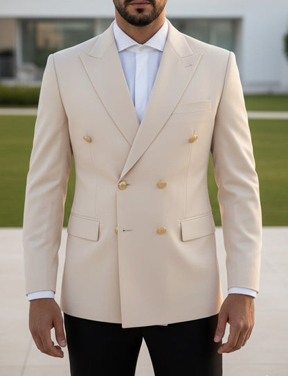 Beige Double Breasted Blazer by Italian Vega®