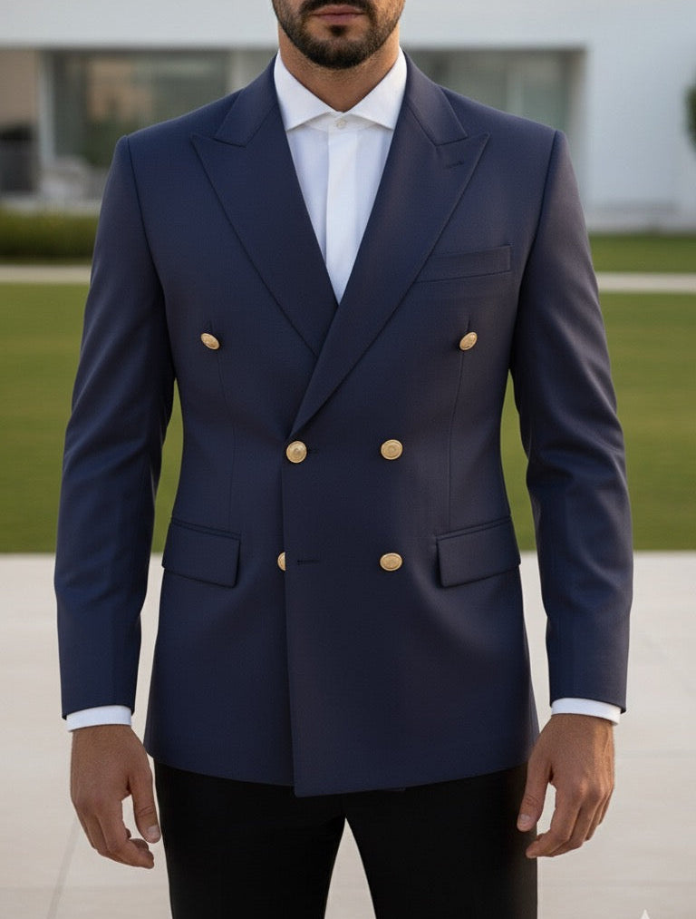 Navy Double Breasted Blazer by Italian Vega®