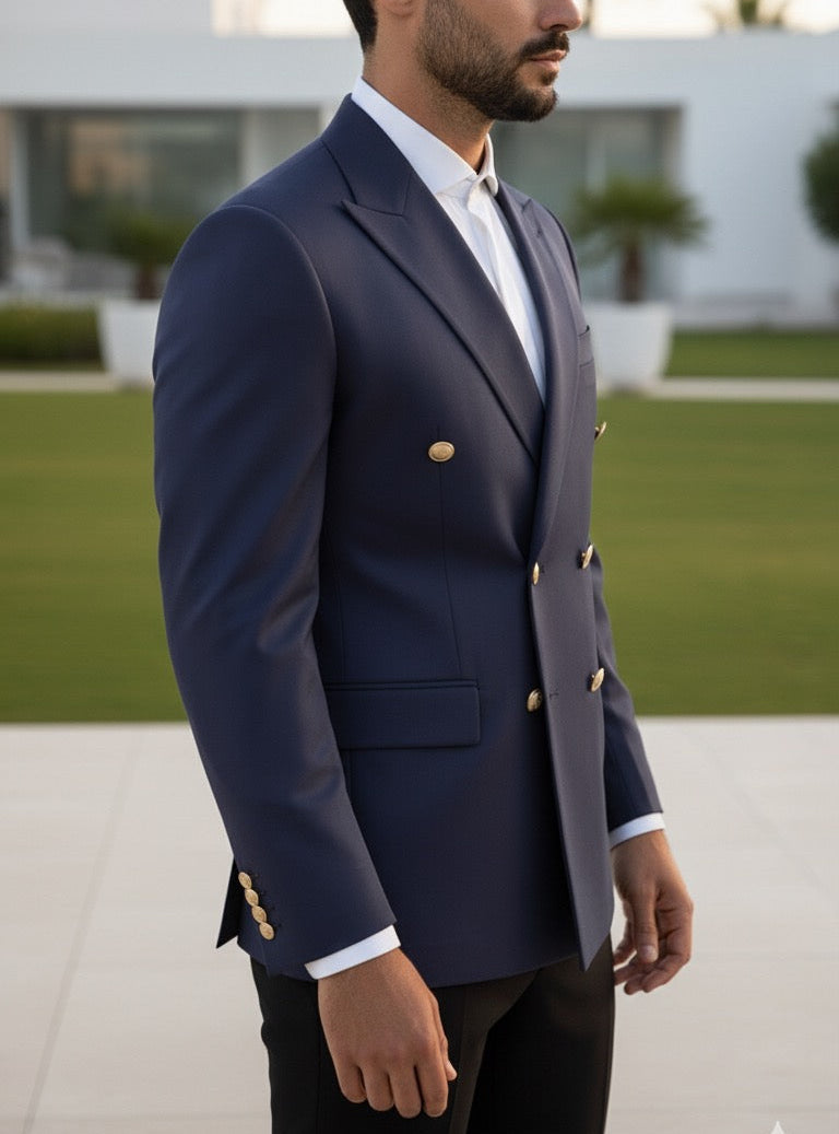 Navy Double Breasted Blazer by Italian Vega®