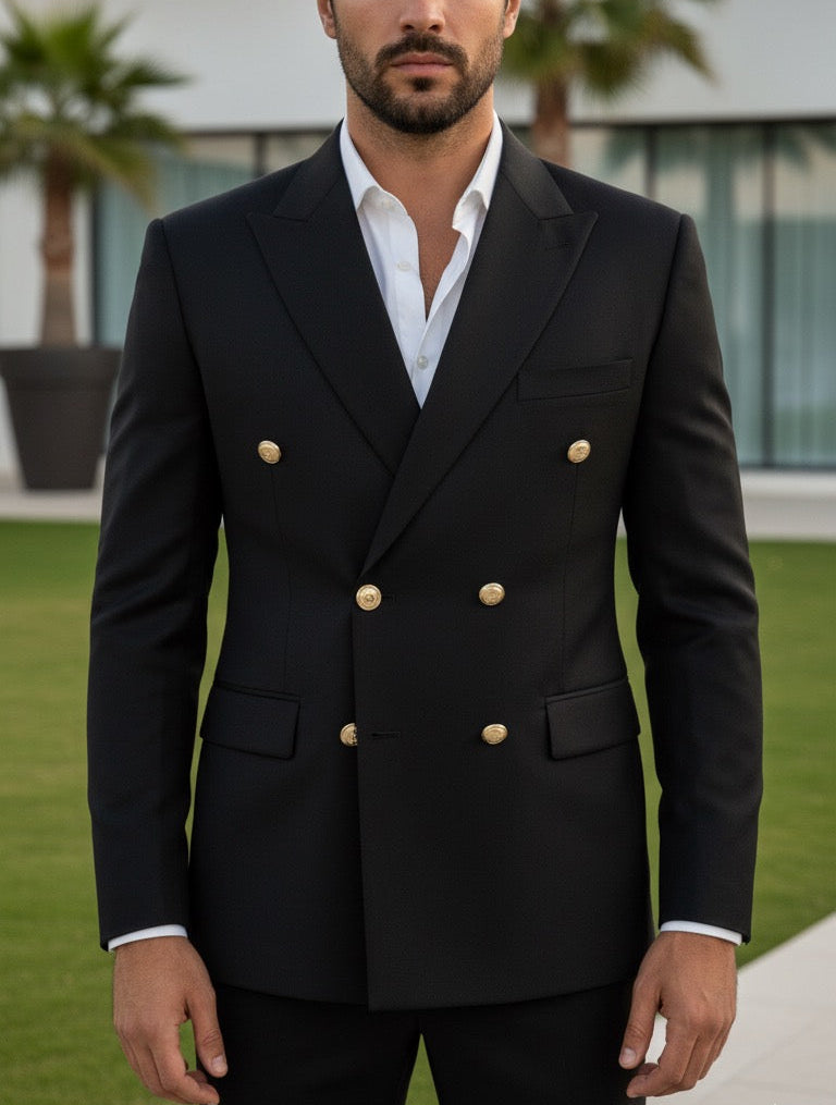 Black Double Breasted Blazer by Italian Vega® – Italianvega.in