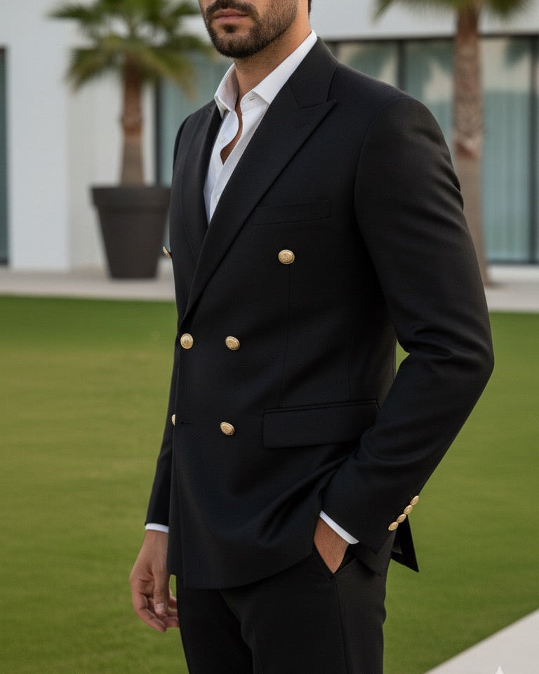 Black Double Breasted Blazer by Italian Vega®
