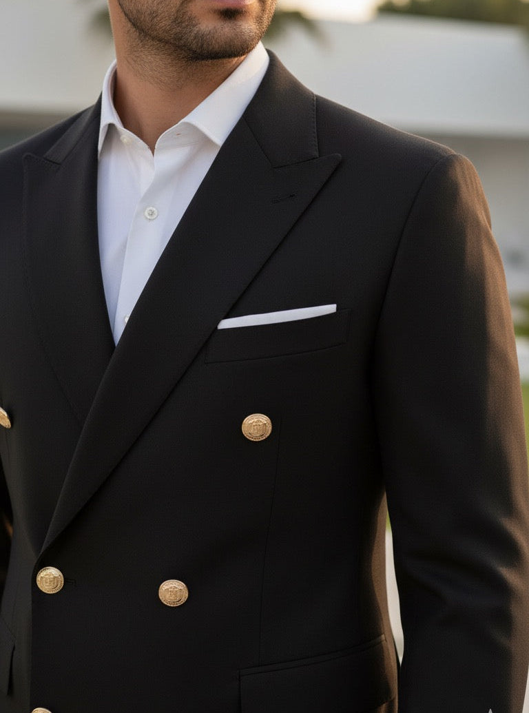 Black Double Breasted Blazer by Italian Vega®