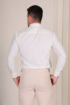 Old Money Ivory White Solid One Piece Collar Shirt by Italian Vega®