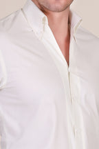 Old Money Ivory White Solid One Piece Collar Shirt by Italian Vega®