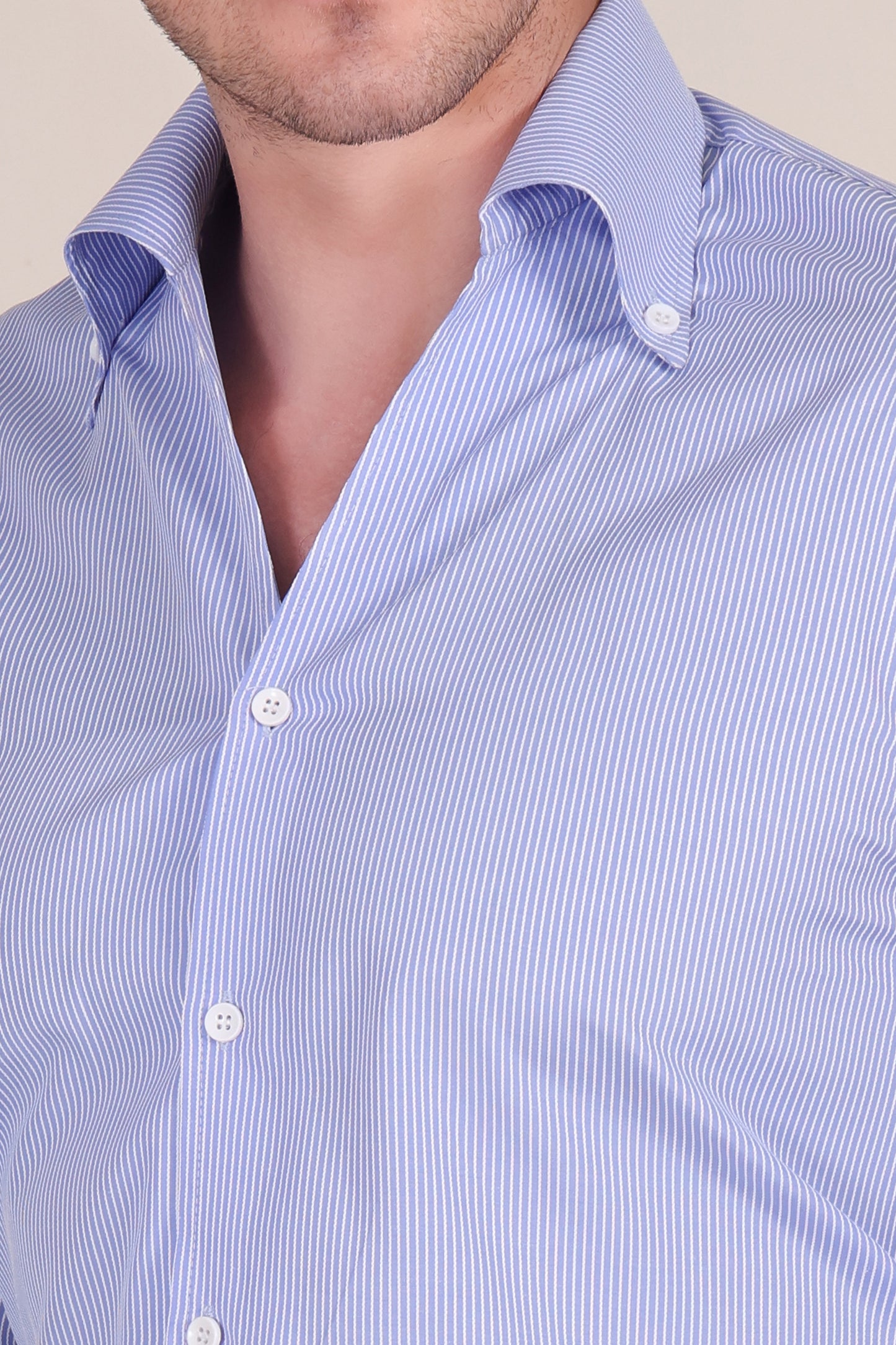 Old Money Sky Blue Pinstripe One Piece Collar Shirt by Italian Vega®