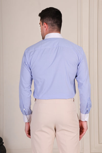 Old Money Sky Blue Contrast Pinstripe One Piece Collar by Italian Vega®