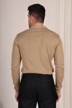 Beige Wide Stripes Full Sleeves Knit Polo by ITALIAN VEGA
