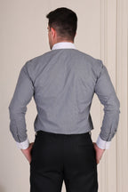 Old Money Grey Contrast Textured One Piece Collar Shirt by Italian Vega®