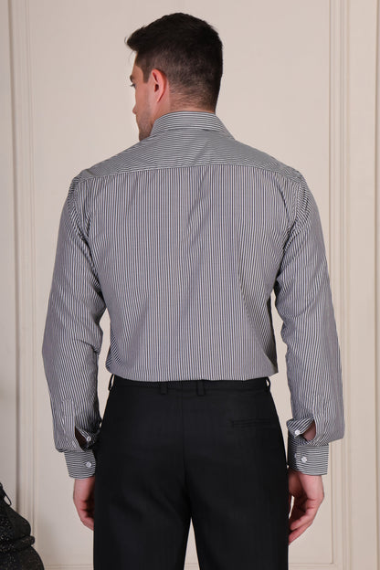 Old Money Black Stripe One Piece Collar Shirt by Italian Vega®