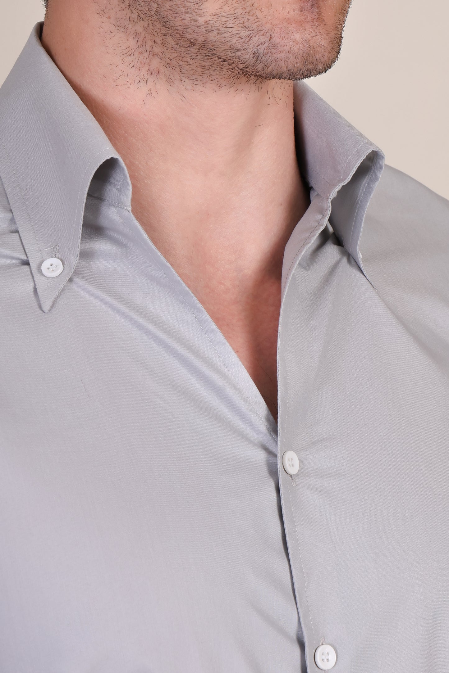 Solid Light Grey One Piece Collar Shirt by Italian Vega®