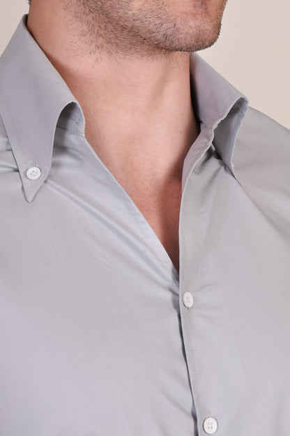 Solid Light Grey One Piece Collar Shirt by Italian Vega®