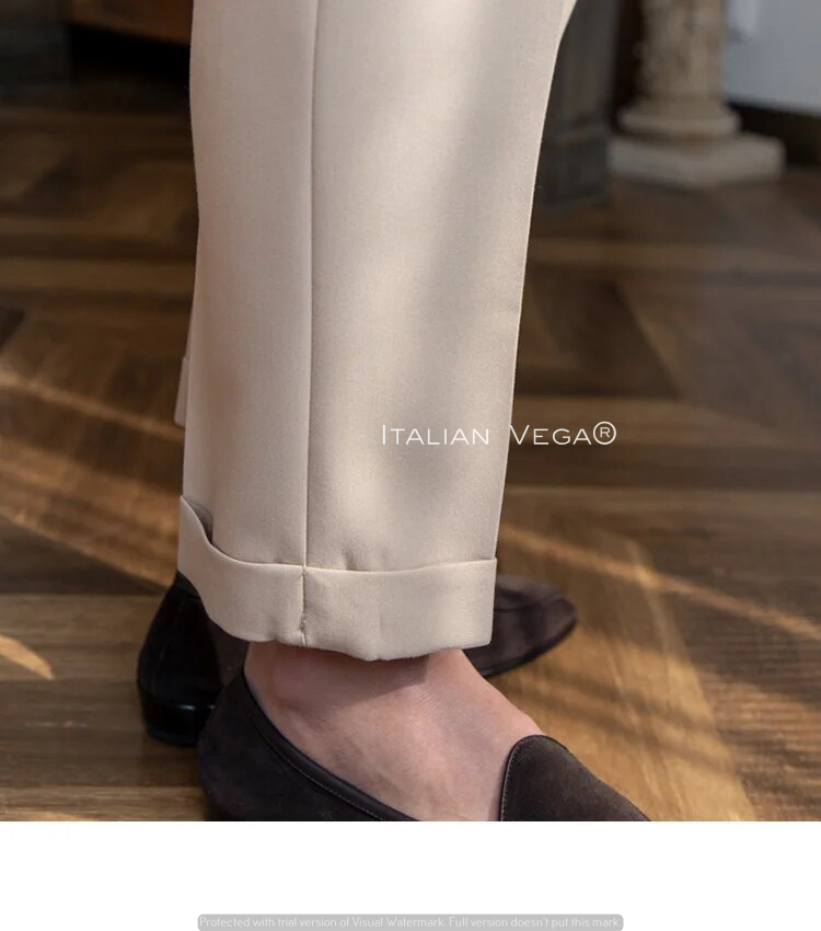 Beige Classic Buckle Gurkha Pants by Italian Vega®