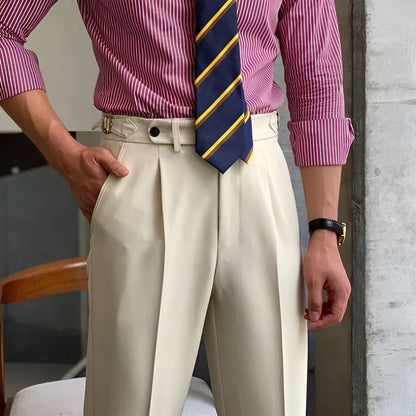 Beige Italian Elegant Gurkha Trousers by ITALIAN VEGA®